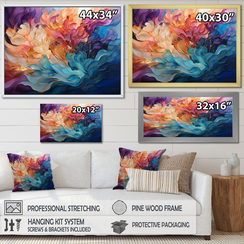 Goslar - Aurora Borealis Wall Art Living Room_106482, H 16 po x l 32 po x P 1 po, Toile tendue