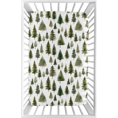 Woodland Pine Tree Mini Fitted Crib Sheet