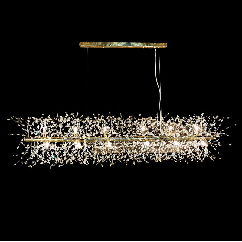 Longs lustres en cristal suspendus moderne, Doré