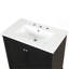 Meuble-lavabo 30 po avec lavabo, armoire multifonctionnelle avec portes et tiroir, bois massif et panneau de fibres à densité moyenne, noir