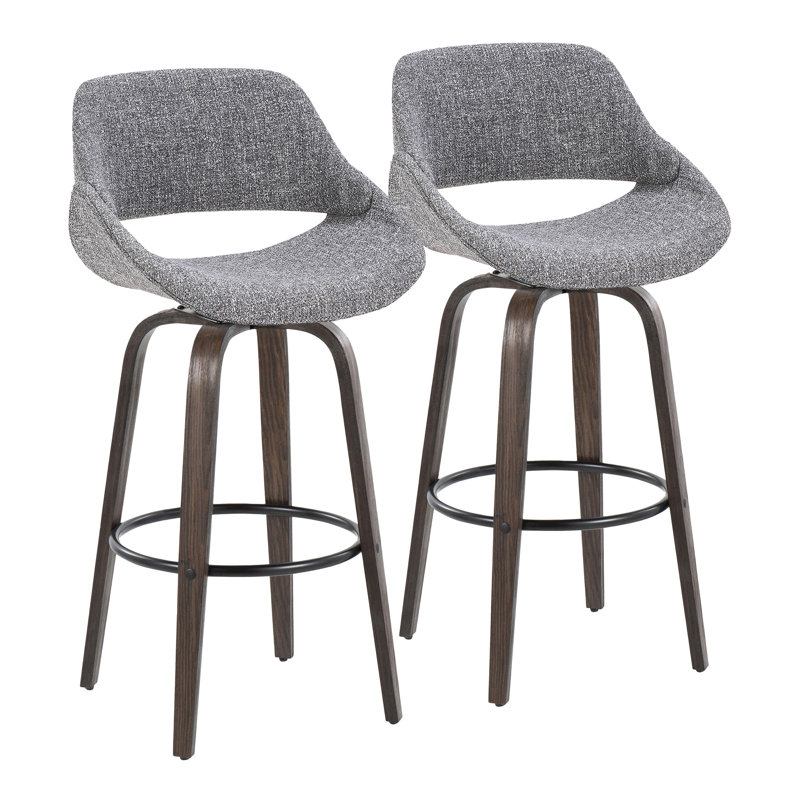 Tabouret de bar et de comptoir rembourré Najrin, Gray, Noyer glacé/noir, Bar Stool (30" Seat Height)