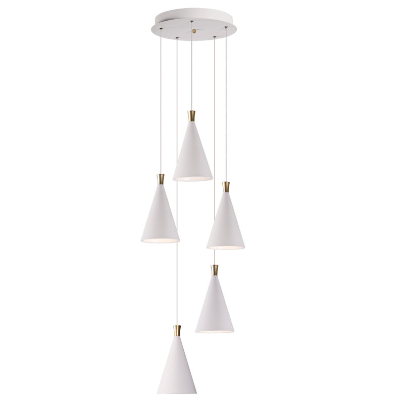 Laurens 5 - Light White/Metallic Gold LED Cluster Pendant