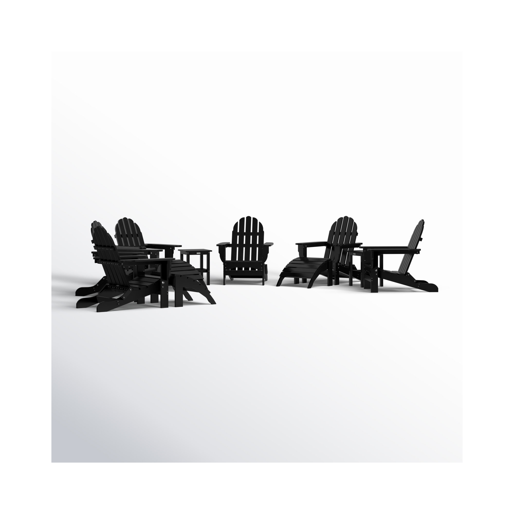 Leighton Foldable Outdoor Adirondack Set, Black