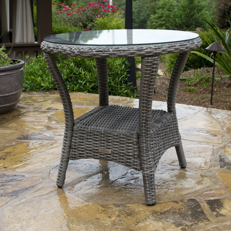 Bayview Wicker Side Table, Driftwood