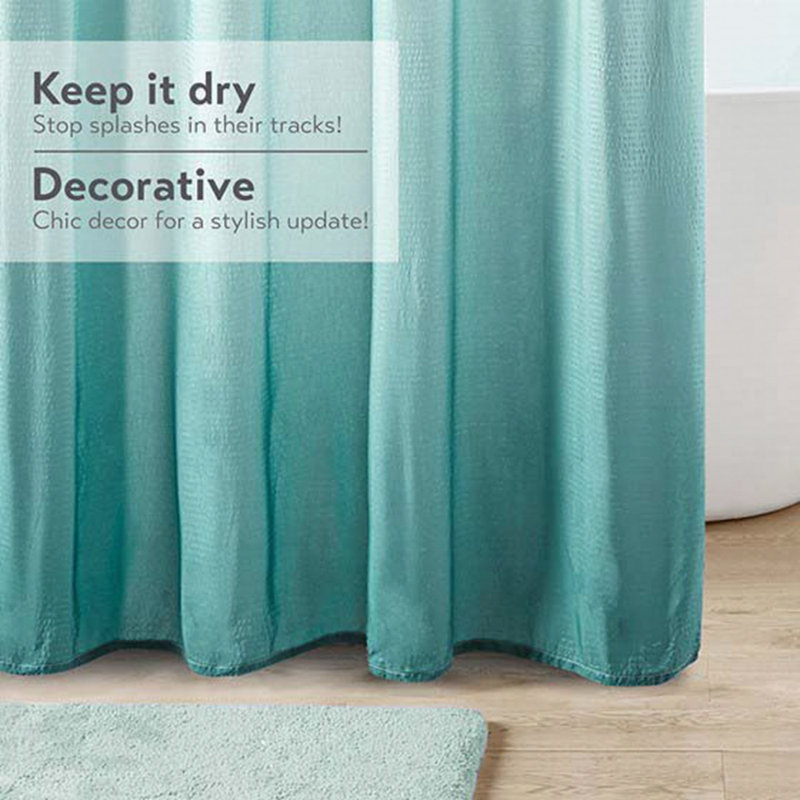Ombre Printed Seersucker Shower Curtain, Aqua