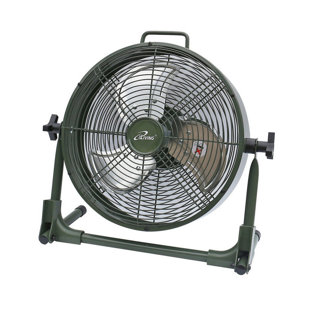 iLIVING ILG8RX12 12" Rechargeable Battery Operated Camping Floor Fan, High Velocity Portable Outdoor Fan with Metal Blade, With Built-in Lithium Battery for Whole Day Usage, 12 Inches, Military Green