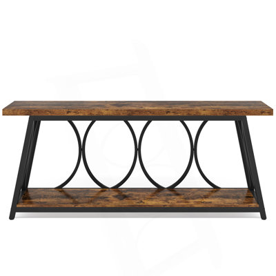 70.9” Extra Long Industrial Console Table With 2-Tier Storage Shelves