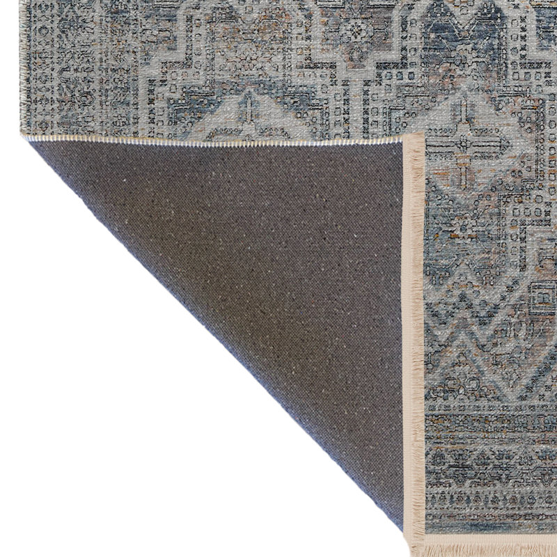 Tapis décoratif rétro à motif gris à motif traditionnel, Rectangle 4 pi 7,12 po x 6 pi 6,74 po