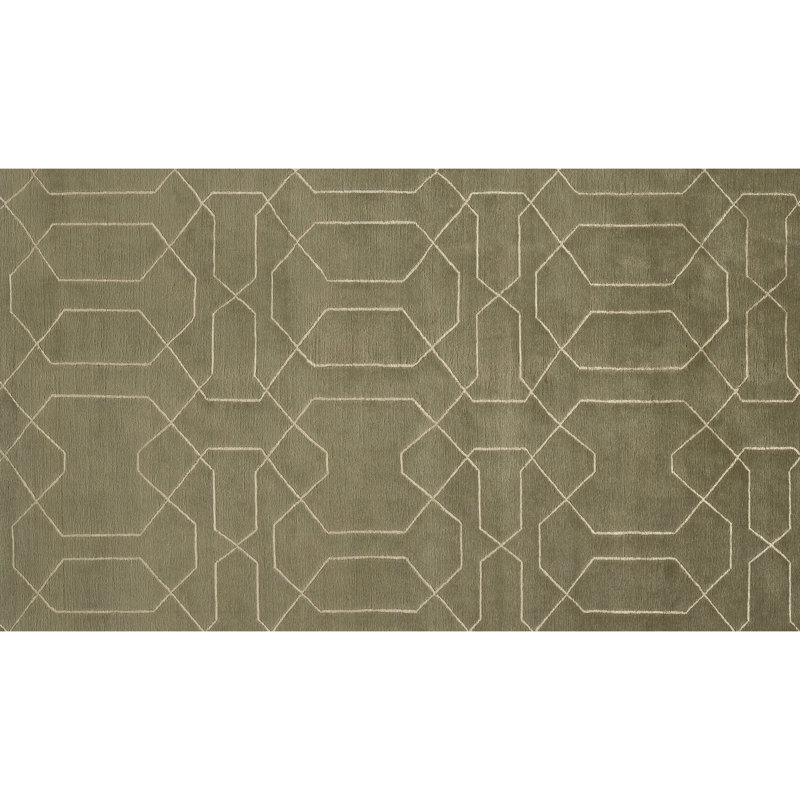Geometric Area Rug in Olive, Rectangle 8' x 10'