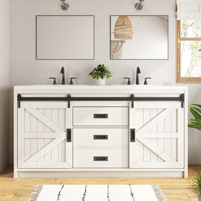 Chimira 2-Drawer 2-Door Manufactured Wood Double Sink Bathroom Vanity