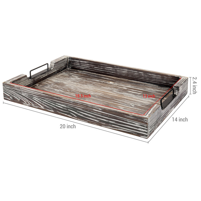 50.8 cm Solid Wood Ottoman Serving Tray