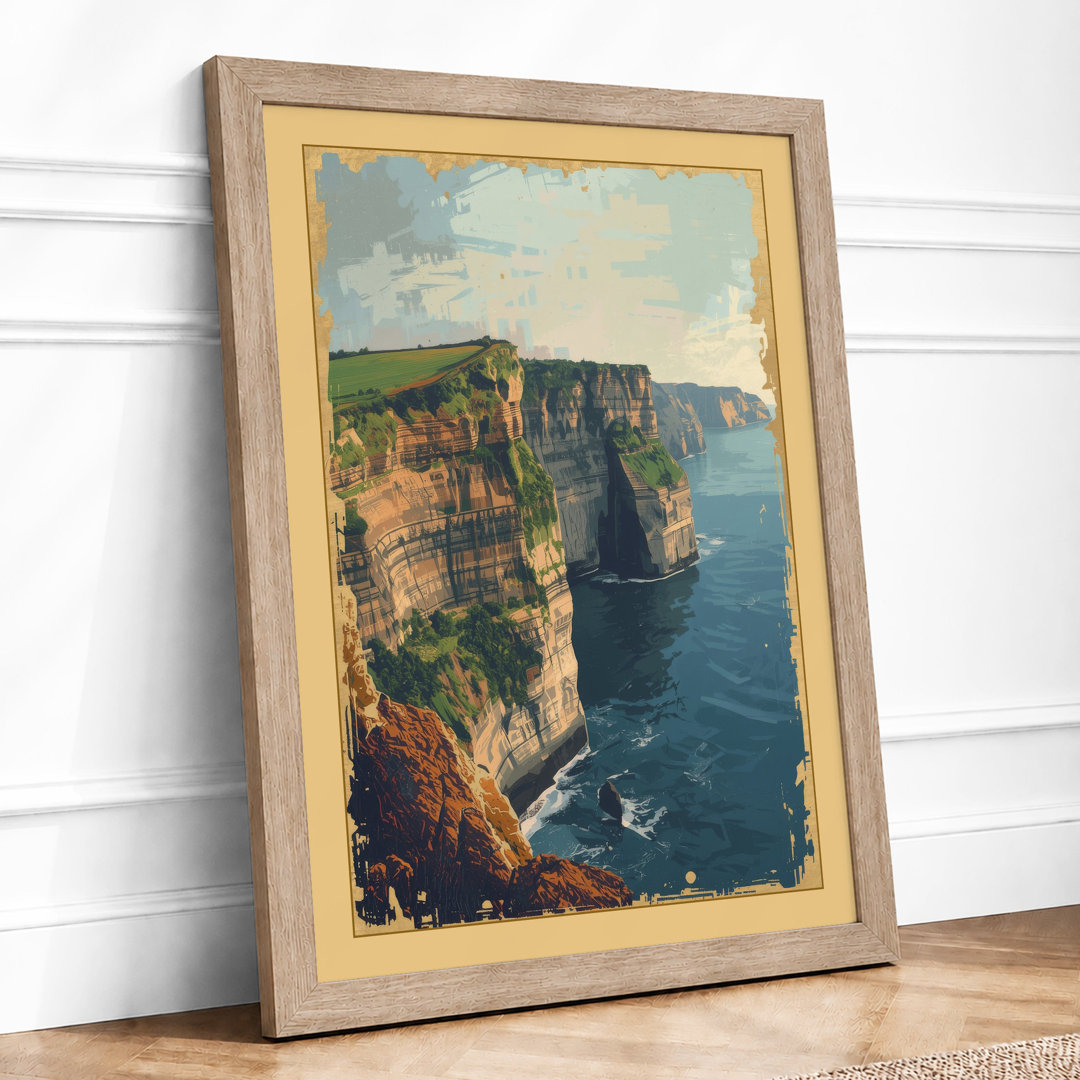 Clifftop Fortress Coastal - Framed Print