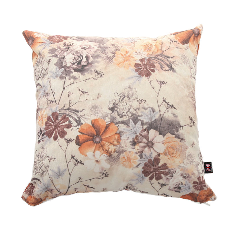 Alpharetta Floral Square Cushion, Medium, Orange