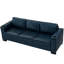Bleu marine 93,7 po à 3 places recouvert de cuir PU respirant, accoudoir carré avec porte-gobelet, rangement et coussin en mousse à ressorts confortable, housse de coussin amovible qui recouvre un large revêtement en cuir,
