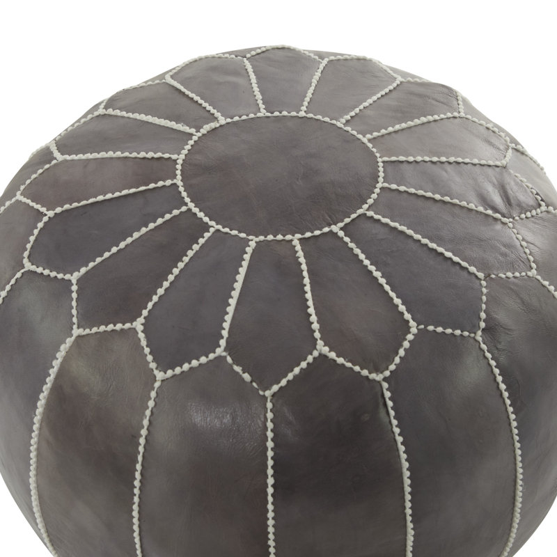 Pouf Innis Cole, Cuir gris assorti