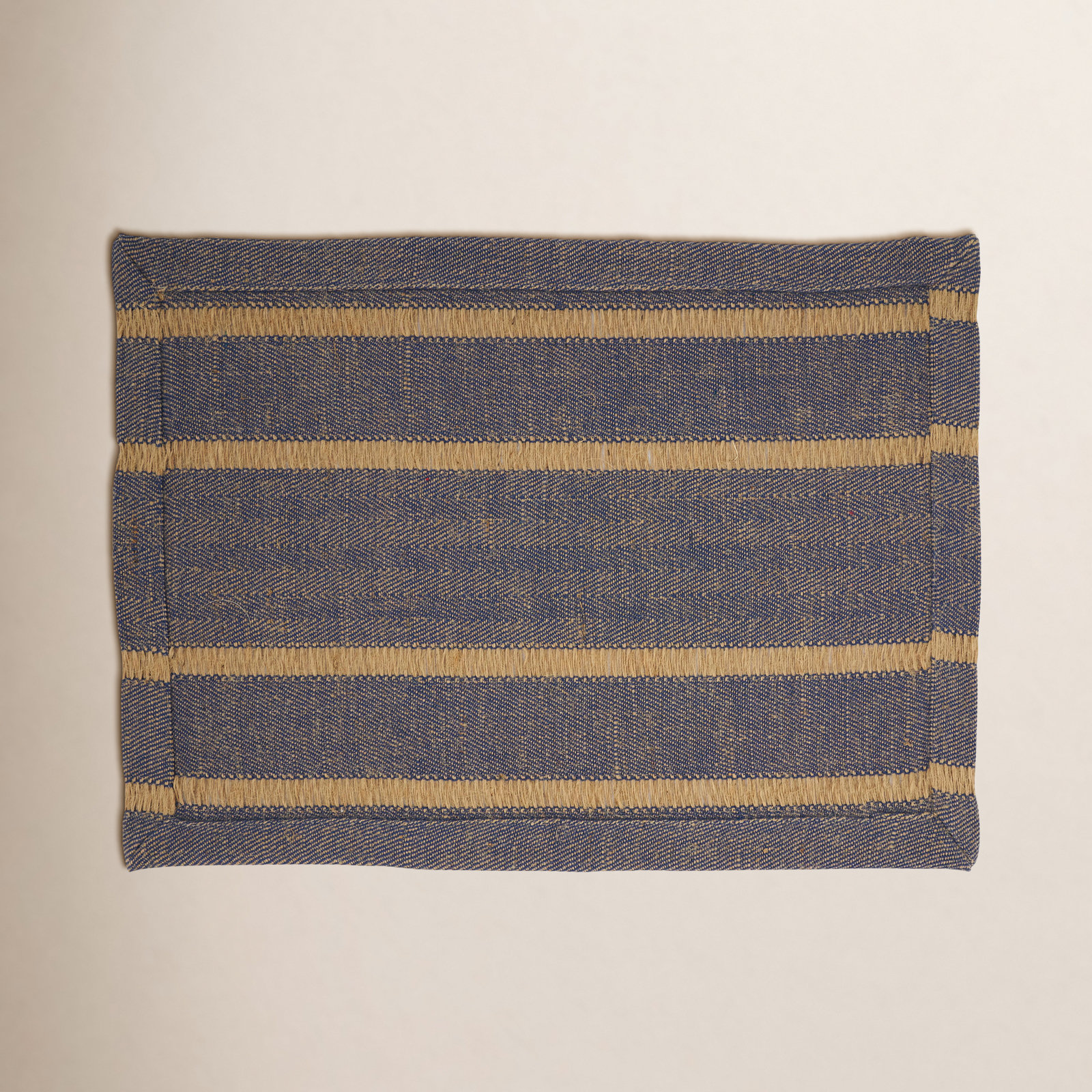 Reversible Jute Placemat and Napkin Set, Navy