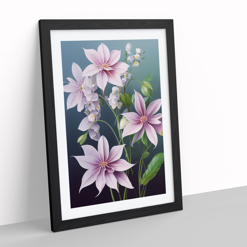 XV1022-3411X Pastel Flowers - Print, Black Framed, 36cm H x 27cm W