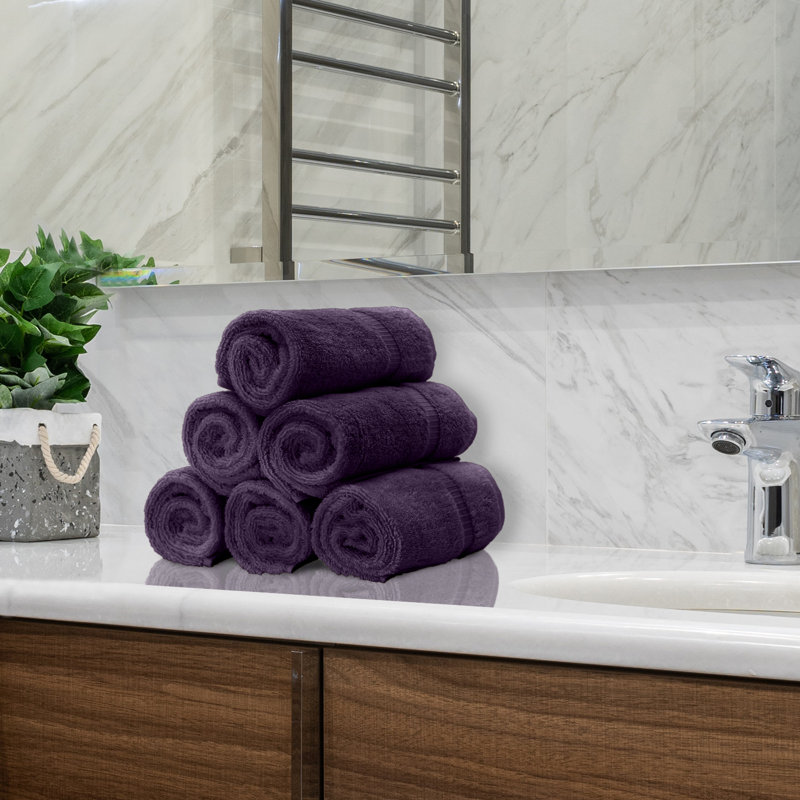 Débarbouillette 100% coton Dobby Border, Prune