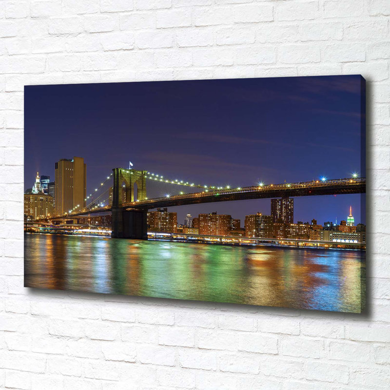Manhattan By Night - No Frame Print on Canvas