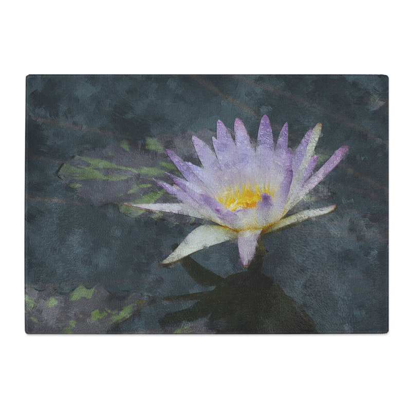 Pretty Water Lily Painting Chopping Board, 0.4cm H x 28.5cm W x 39cm L