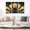 Gold Geometric Canvas, Art Deco Wall Art - Ean 3 Piece Framed Canvas Wall Art Set Modern Glam Decor