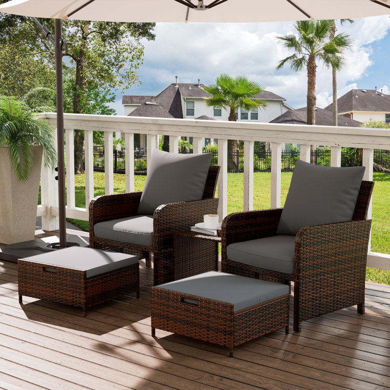 2 - Person Patio Seating Group With Cushions, Gray