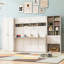 Lit double blanc avec rabat latéral et rangement intégré pour les petites tablettes d'appartements de chambre à coucher, tiroirs de garde-robe Optimisation de l'espace