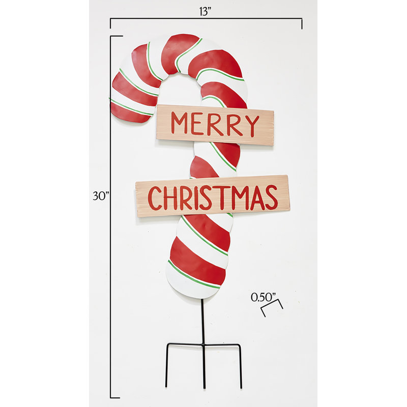 Ensemble de 2 piquets 30 "en métal Merry Christmas