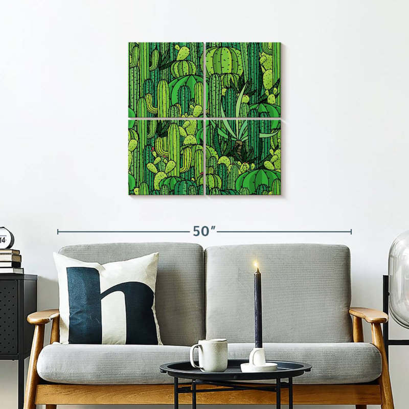 Harnek Green Cactus Pattern, 26" H x 26" W