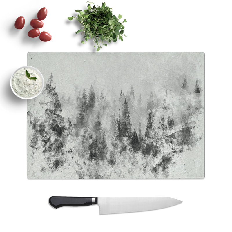 The Misty Forest Watercolour Chopping Board, 20cm W x 28.5cm L