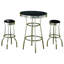 Ensemble de table bistro 3 pièces ronde en métal noir avec 3 tabourets pivotants, style rétro des années 1950, table de 30 pouces, deux sièges