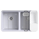 Riverby® 33" x 22" x 9.625" Under-Mount Double-Equal Kitchen Sink with Accessories and 5 Oversized Faucet Holes