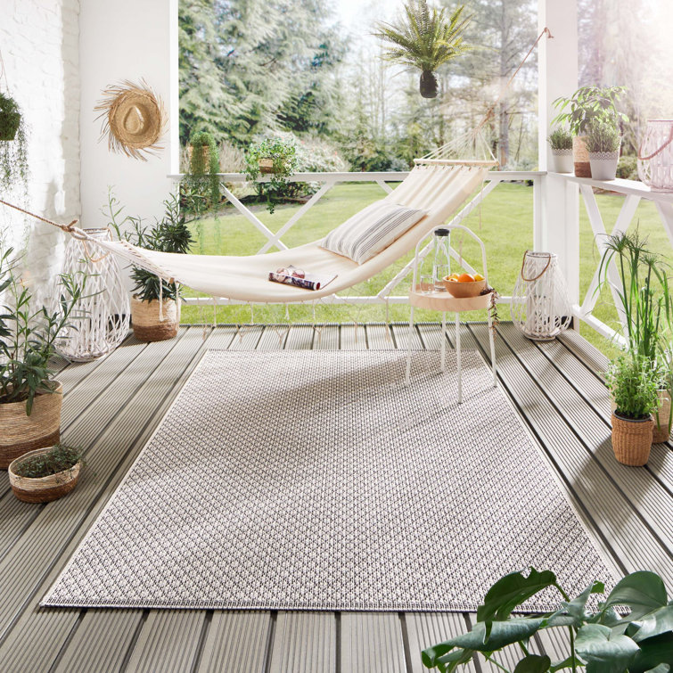 Embyr Geometric Machine Woven Flatweave Indoor / Outdoor Area Rug