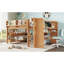 Lit mezzanine double multifonctionnel fabriqué en bois massif, avec rangement, bureau, tableau noir et espace de création, sans sommier à structure en bois, tiroirs à bibliothèque, bureau pour la danse
