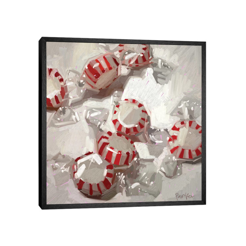 Peppermint Party by Teddi Parker - Painting on Canvas, 93.98cm H x 93.98cm W x 3.81cm D, Black Floater Framed