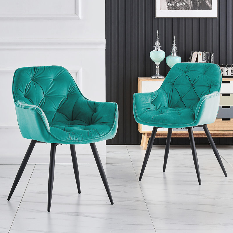 Velvet Tufted Upholstered Armchair Runge, Turquoise