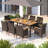 9 Pcs Outdoor Dining Set With Acacia Wood Table Top Patio Dining Set For 8 People-1013516641