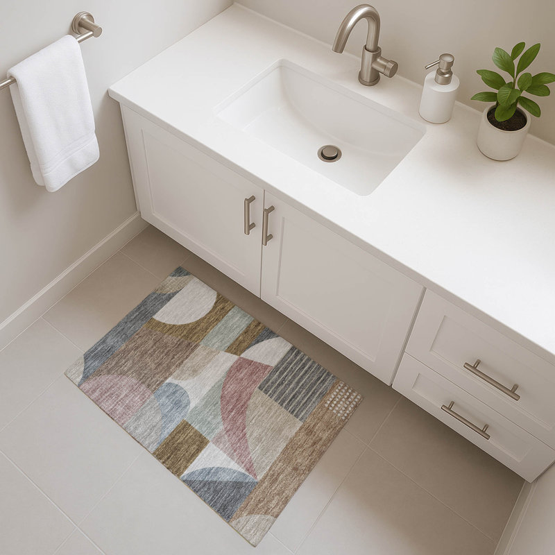 Premium Machine Washable Slesnick AMF1667 Mid Century Rug, Rectangle 1'8" x 2'6"