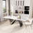 Modern Rectangular Dining Table, Glossy White Kitchen Table with Sintered Stone Table-top, N-Shaped Steel Legs-618410751
