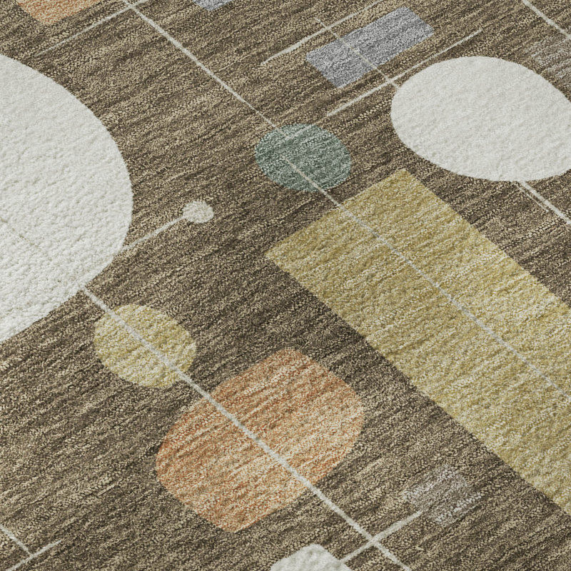 Premium Machine Washable Mayfield AMF2393 Geometric Rug, 10' x 14', Chocolate