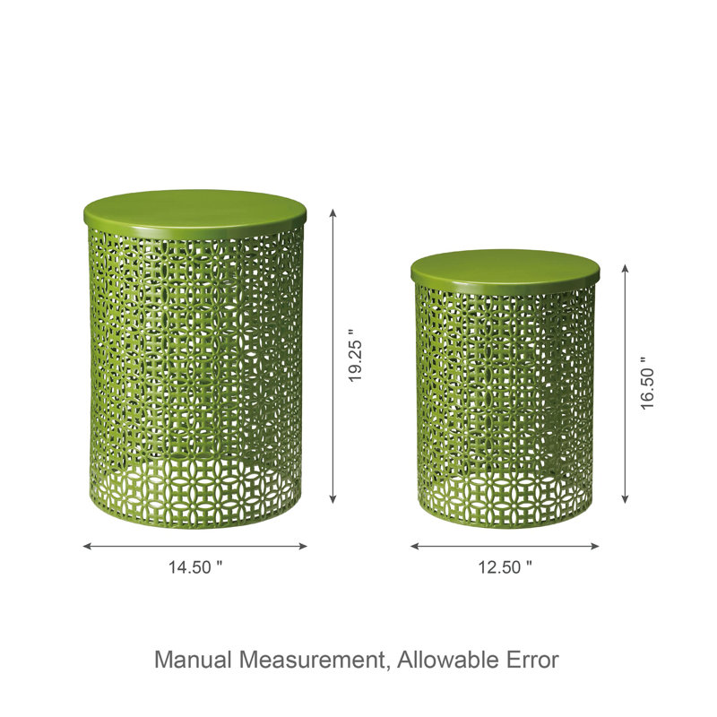 Steel Top Nesting Tables, Glossy Green