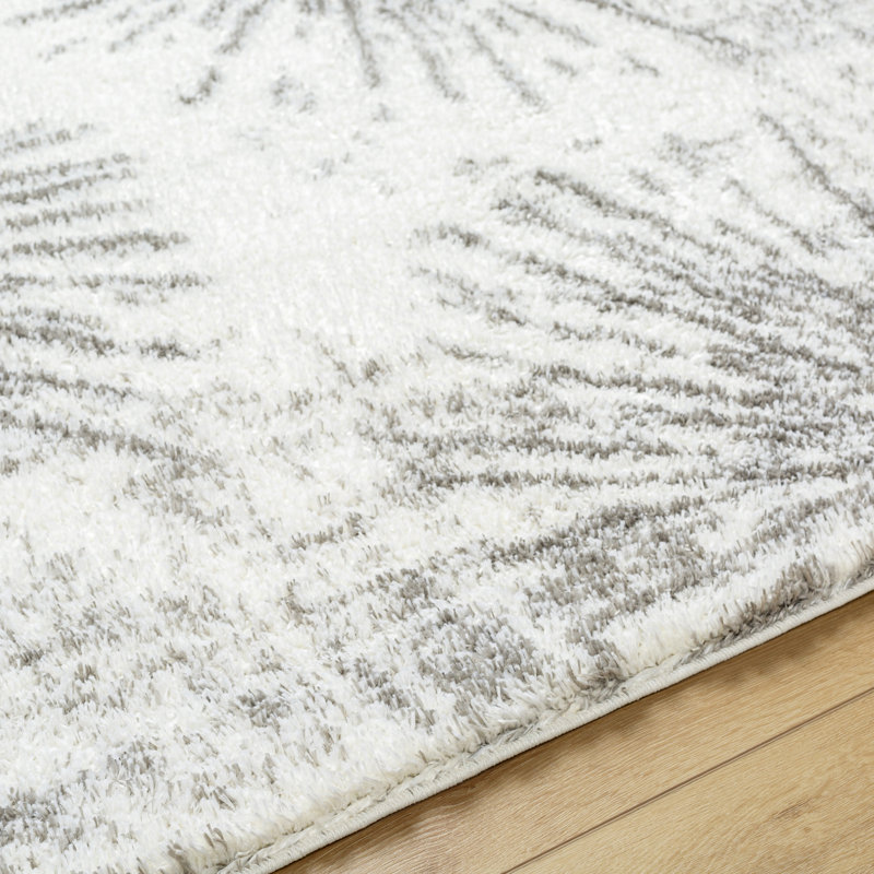 Jayneen Machine Woven / Power Loomed Performance Gray/White Rug, Rectangle 7'10" x 10'