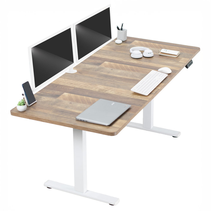 Bureau debout électrique Vivo, L 70,9 po, Blanc, Bois recyclé