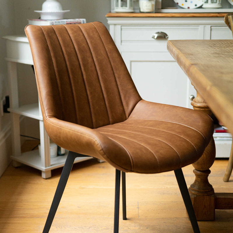 Zenobia 0cm H Upholstered Side Chair, Brown Tan