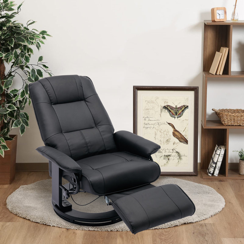 Fauteuil inclinable pivotant en cuir Huntingtown, Similicuir noir