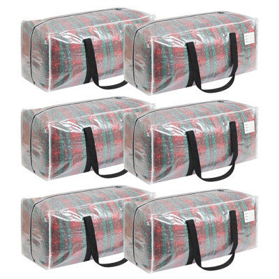 Heavy Duty Moving Bags, With Full Wrap Carry Handles And Double Zippers,Large Storage Bins,With Labelled Window For Clothing, Bedding Storage, Packing Bags For Moving,(Clear/6 PCS)