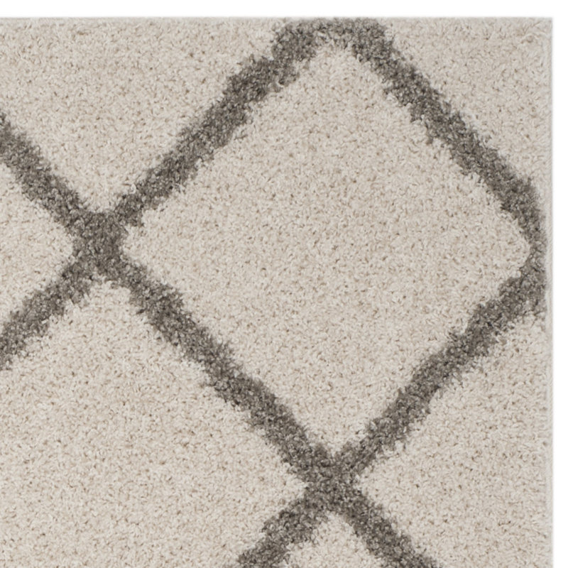 Darrold Shag Performance Geometric Rug, Rectangle 8' x 10', Ultra Plush 1.81", Ivory/Gray