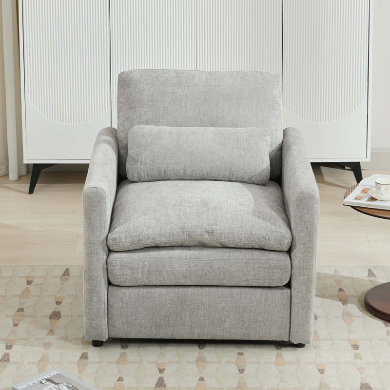 Fauteuil rembourré 31,9 "surdimensionné et confortable, Gris clair