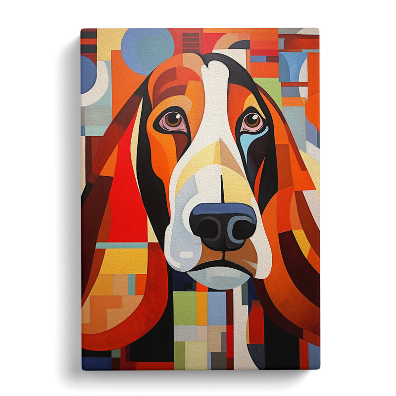 Basset Hound Constructivism - Wrapped Canvas Print, 76cm H x 50cm W x 3cm D