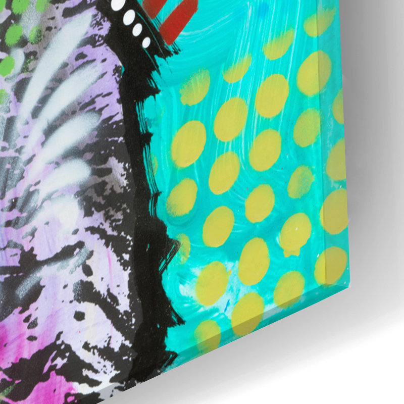 «Tabby Cat Daisies» par Dean Russo, verre acrylique Wal Art, H 24 po x l 16 po x P 0,2 po